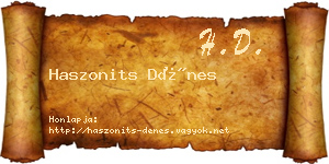 Haszonits Dénes névjegykártya